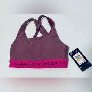 New Under Armour Mid Heather Sports Bra in Purple with bra cups
